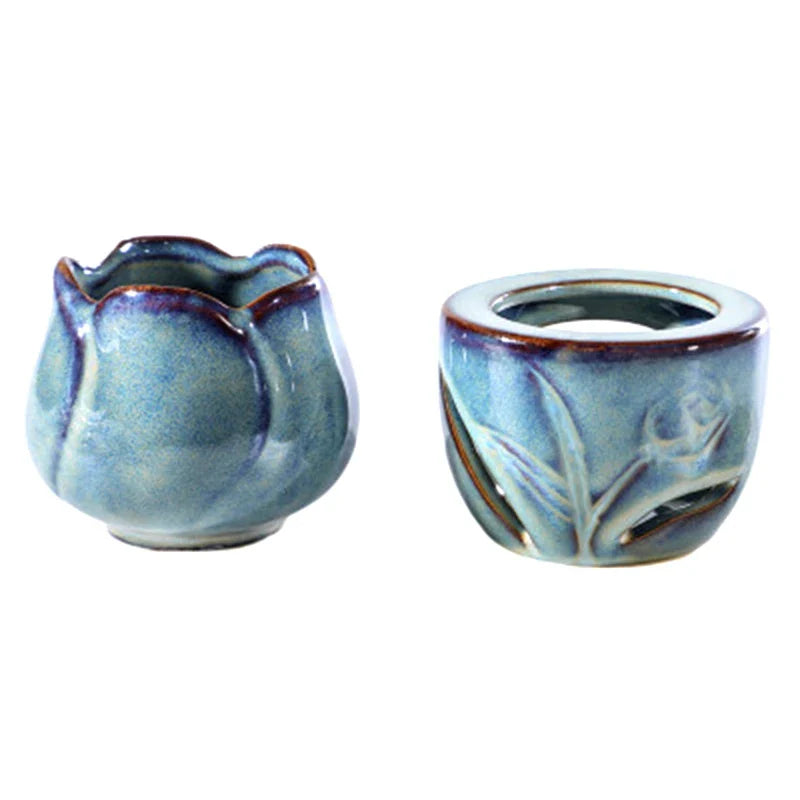 Aromatherapy Furnace Candle Lamp Decoration Bedroom Essential Oil Incense Burner Tulip Ceramic Candle